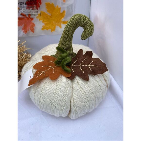 🍁Harvest Fall Décor Bundle – Light Up Gnome Plush, Knit Fabric Pumpkin & Autumn - Picture 3 of 6